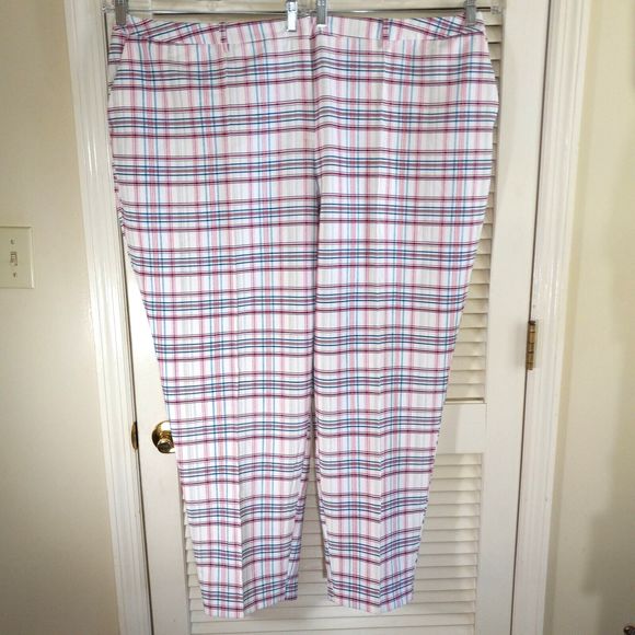 Cato Pencil Ankle Womens Pants Size 28W Plaid Stretch Inseam 28.5" Pockets NEW - Picture 1 of 14